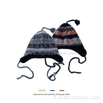 Cappello con paraorecchie 100% acrilico Pom Pom per esterni